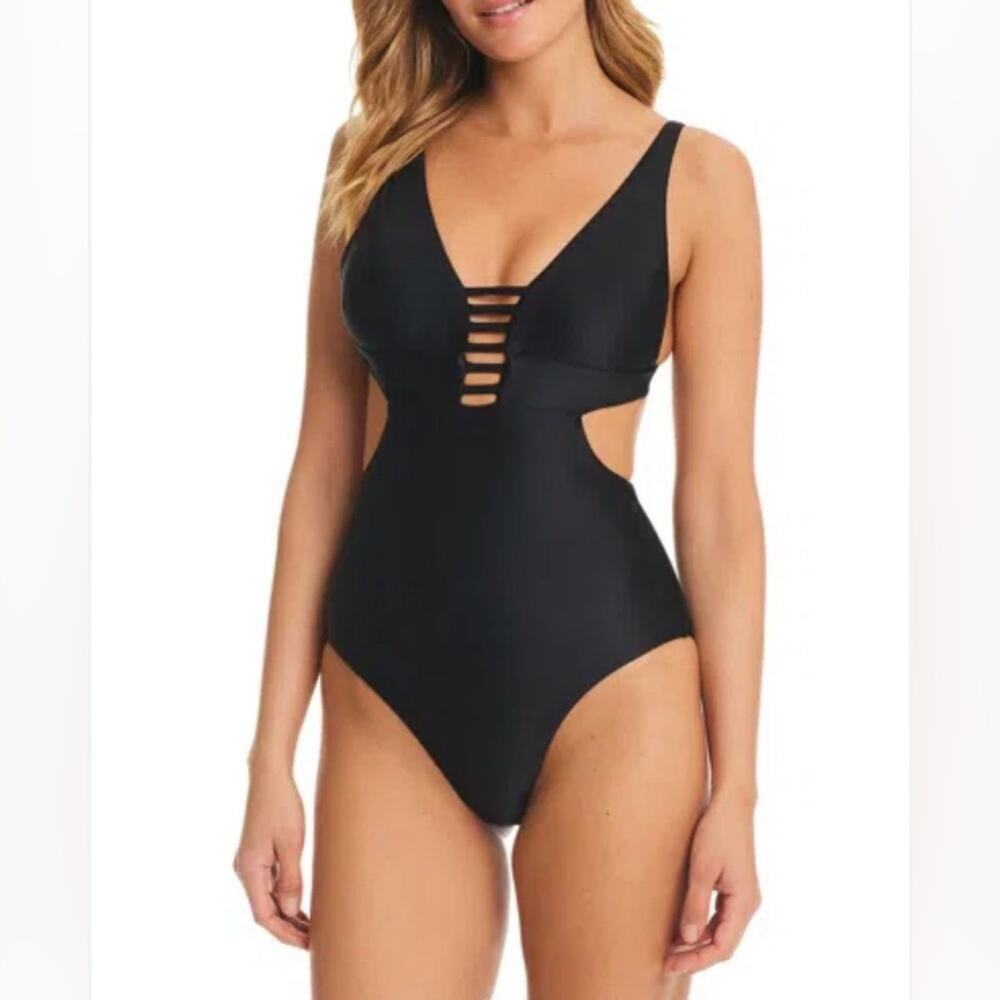 Red Carter Women's Shine Solids Strappy Swimsuit - Black - Small - NWT
